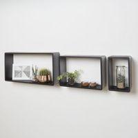 Black Rectangle Shelf (L)600mm (D)300mm Pack of 3