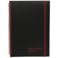 Black n Red Wirebound Elasticated Notebook A4