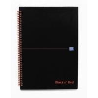 Black n Red Wirebound Notebook A4 140 Pages Ruled Quadrille