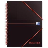Black n Red Meeting Book Plastic Wirebound Rear Elasticated 3-Flap Folder A5plus (Pack 5)