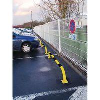 BLACK & YELLOW 60MM DIA PERIMETER BARRIER ON BASE PLATES - L1000 x H300MM - ZINC PRIMED, FINISHED RAL 1021