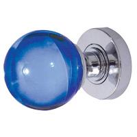 blue round glass door knobs 60mm