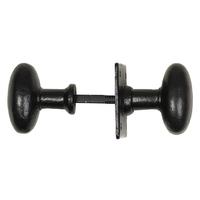 black smooth iron oval door knobs 3075