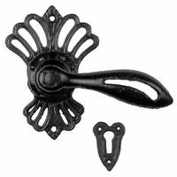 Black Smooth Iron Keyhole Door Handle Set 2565