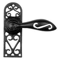 Black Smooth Iron Keyhole Door Handle Set 2561