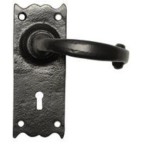 Black Smooth Iron Keyhole Door Handle Set 2519