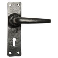 Black Smooth Iron Keyhole Door Handle Set 2456