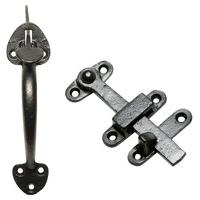 black smooth iron thumb latch set 1681