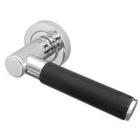 Black Leather Chrome Lever on Rose Handles