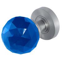 Blue Faceted Glass Door Knobs 60mm