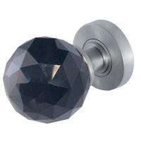 Black Faceted Glass Door Knobs 60mm