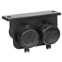 Black 12v & 24v 15 Amp Twin Waterproof Sockets