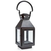 black matt iron glass hurricane lantern small