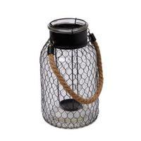 Black Chicken Wire Glass & Metal Candle Holder
