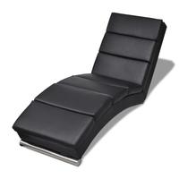 Black Artificial Leather Chaise Longue