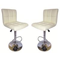 Blenheim Bar Stools In Cream Faux Leather in A Pair