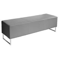 blockette bench seat in grey faux leather with chrome legs