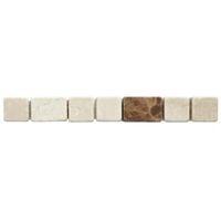 Block Natural Mosaic Border Tile (L)250mm (W)30mm