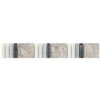 Black White & Grey Mosaic Marble Border Tile (L)305mm (W)48mm