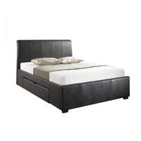 black amadora faux leather drawer bed double