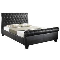 black lourosa faux leather button bed double