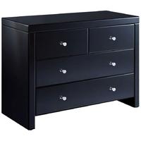 Black Mirrored Chest of Drawer - 2+2 Drawer