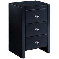 black mirrored bedside cabinet 3 drawer