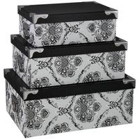 black and white floral storage boxes set of 3