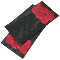 Black and Hot Chilli Red Tropical Leaves Table Runner (SS14) (Set of 10)