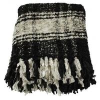 Black and White Plaid Sparkle Weave Large Throw (Set of 6)