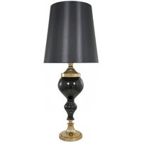 Black Pearl Glass Chrome Curve Table Lamp with Black Shade