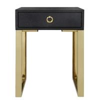 Black and Gold Faux Snakeskin 1 Drawer End Table (Set of 2)