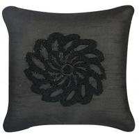 Black Beaded Flower Cushion