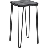 Black Wooden Stool with Iron Legs (Pair)