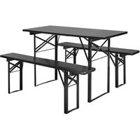 Black Small Dining Table and Bench Set with 3 Sections