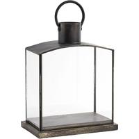 Black Small Lantern with Wooden Base