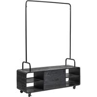 Black Clothes Rack with Shelves and Drawer