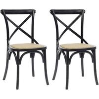 black wooden x dining chair pair