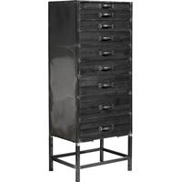 black wooden and metal chest of drawer with 9 drawers