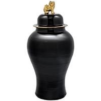 Black Ceramic Small Vase Golden Dragon