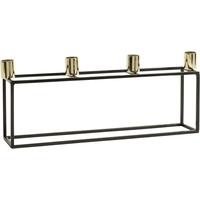 Black and Gold Rectangle Candle Holder (Set of 4)