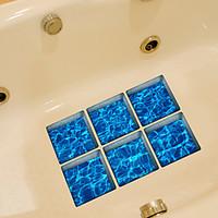 blue ripple 3d bathroom non slip stickers the floor tile individuality ...