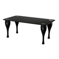 Black Glass Top Dining Table Only With High Gloss Legs
