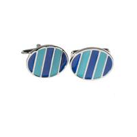 Blue And Turquoise Oval Chrome Cufflinks