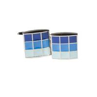 Blue And Turquoise Square Chrome Cufflinks