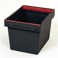 BLACK MB CONTAINER 600 X 273 X 300 RECYCLED COMPLETE WITH RED STACKING RAILS