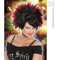 Black/Red Rock Princess Wig for Music Star Fancy Dress Accessory