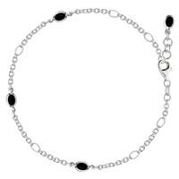 black crystal cable chain anklet in sterling silver