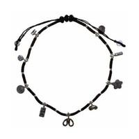 black waxed silver ankle chain d4