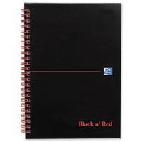 Black n Red Book Wirebound Smart Ruled and Perforated 90gsm 140 Pages A5 Matt Black Ref J66076 [Pack of 5]